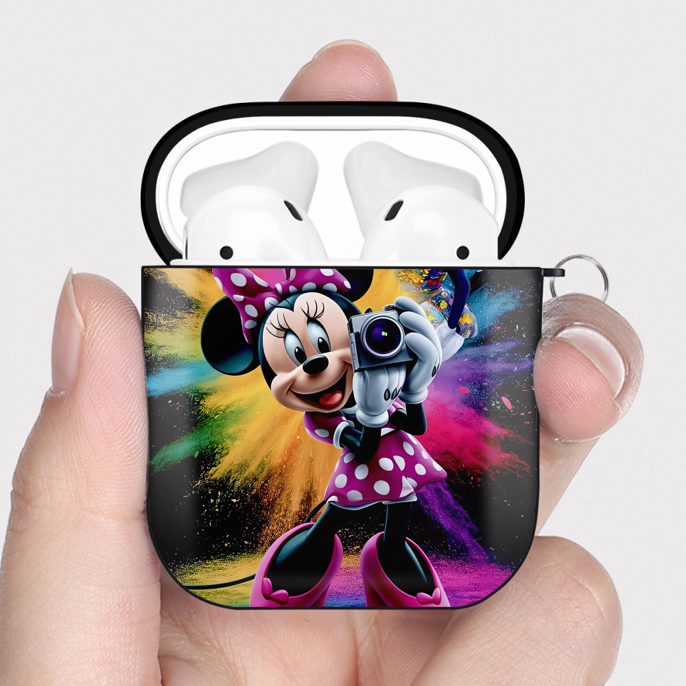 （画像用） ミッキーマウス Mickey Mouse AirPods 第2世代保護ケース ハードシェル ブラック 耐衝撃・防指紋・カラビナ付き