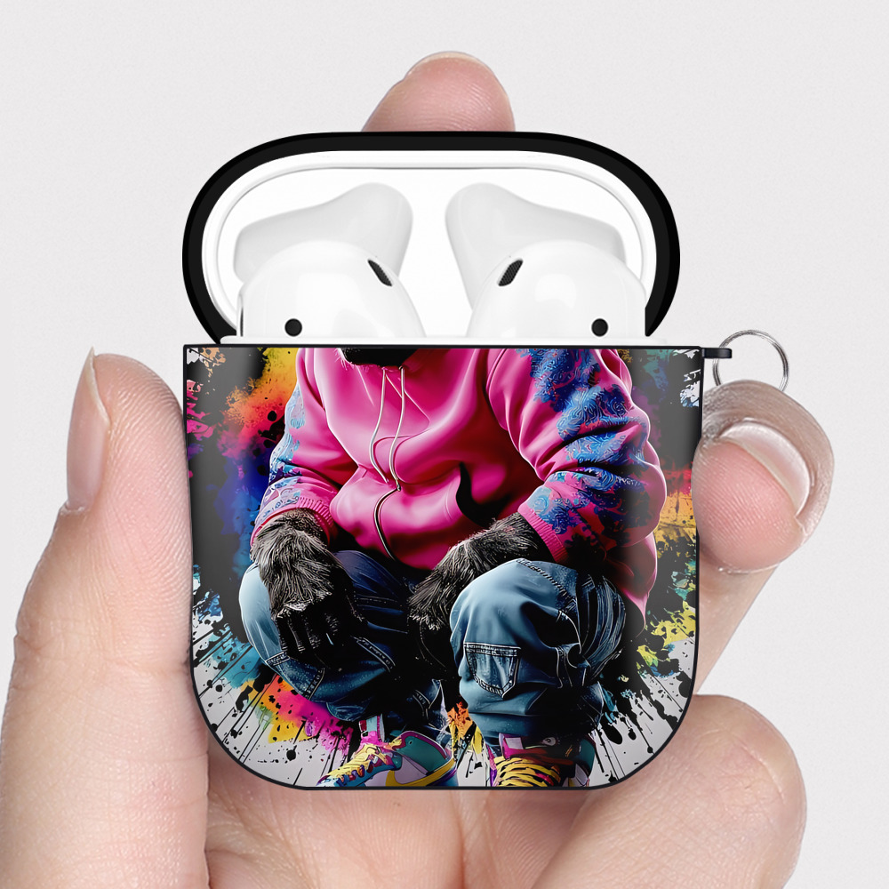 （画像用） ミッキーマウス Mickey Mouse AirPods 第2世代保護ケース ハードシェル ブラック 耐衝撃・防指紋・カラビナ付き