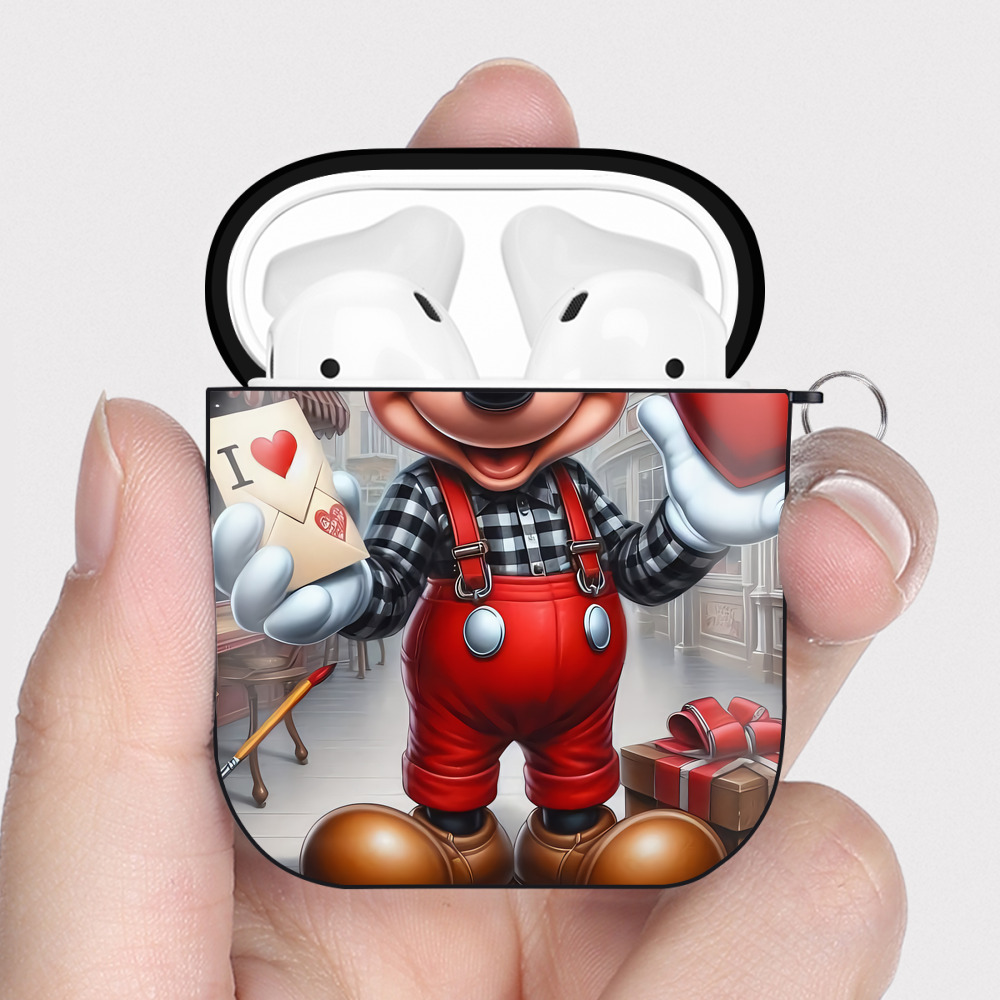（画像用） ミッキーマウス Mickey Mouse AirPods 第2世代保護ケース ハードシェル ブラック 耐衝撃・防指紋・カラビナ付き