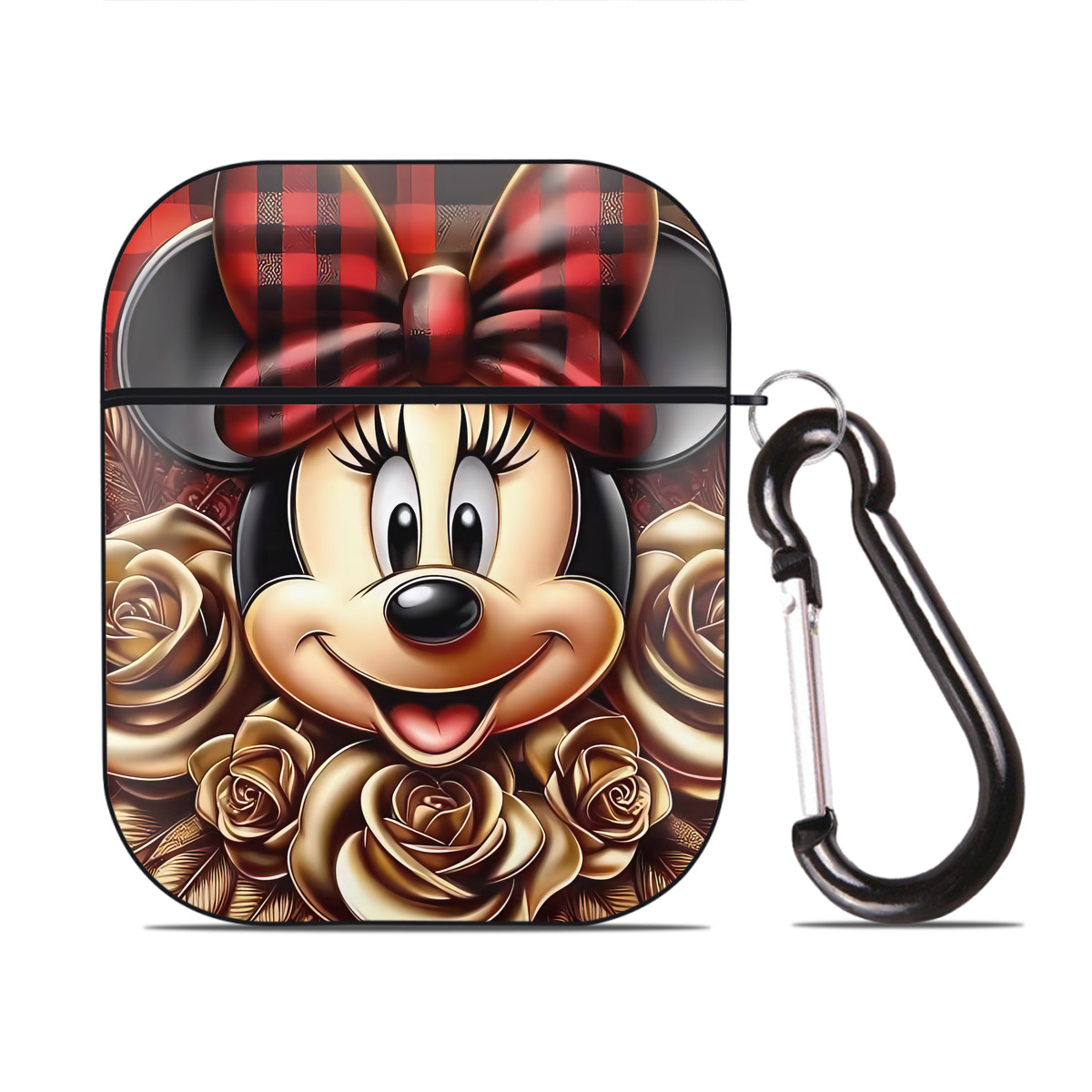 （画像用） ミッキーマウス Mickey Mouse AirPods 第2世代保護ケース ハードシェル ブラック 耐衝撃・防指紋・カラビナ付き
