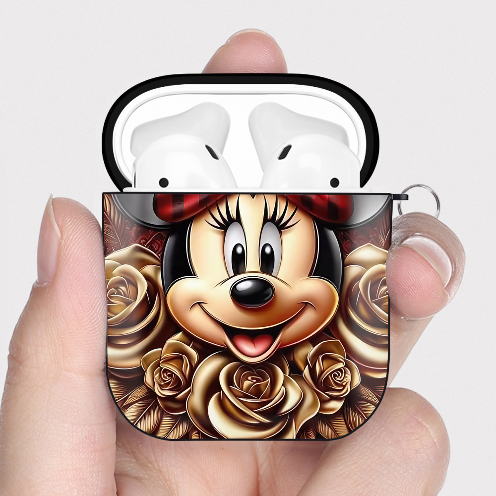 （画像用） ミッキーマウス Mickey Mouse AirPods 第2世代保護ケース ハードシェル ブラック 耐衝撃・防指紋・カラビナ付き