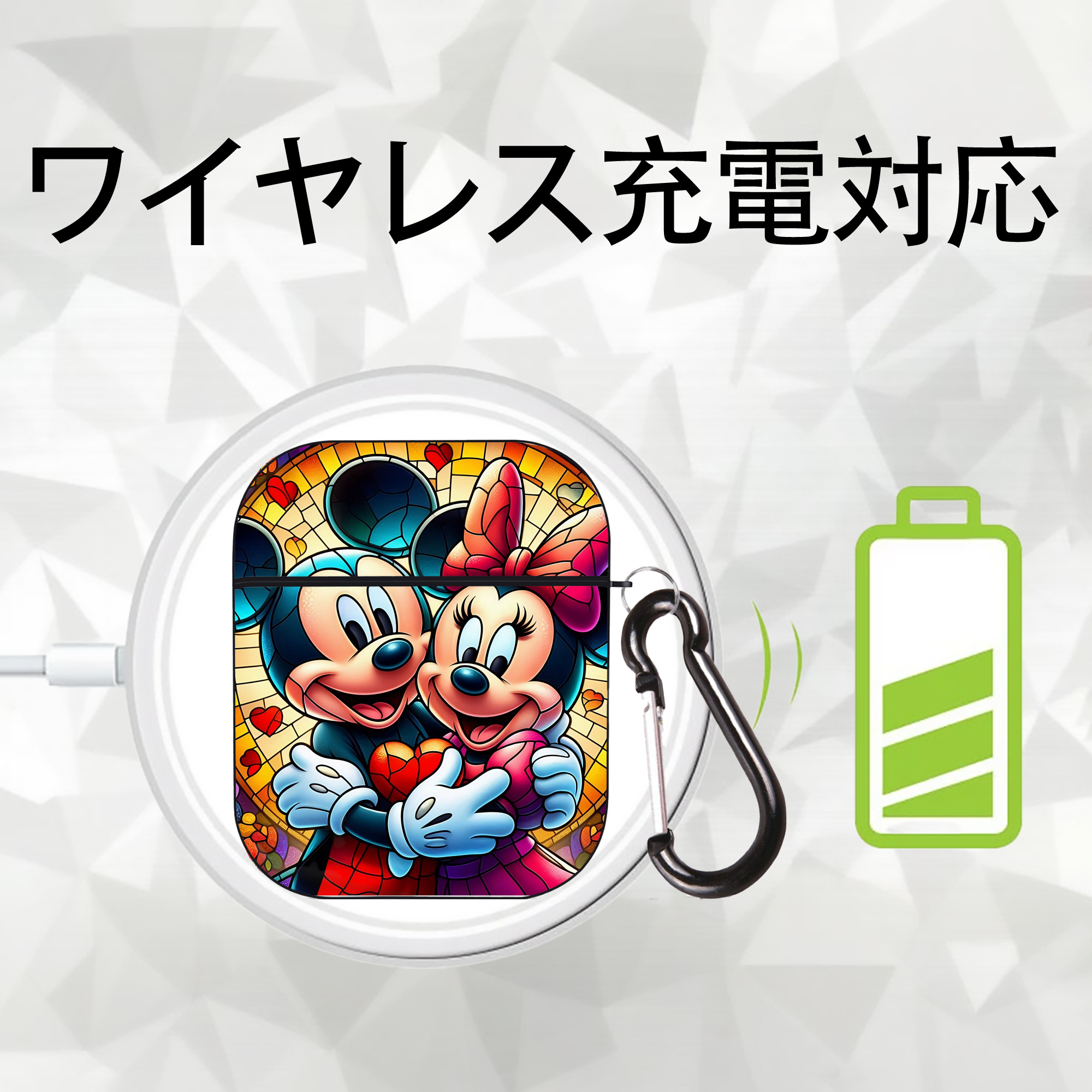 ミッキーマウス Mickey Mouse AirPods 第2世代保護ケース ハードシェル ブラック 耐衝撃・防指紋・カラビナ付き