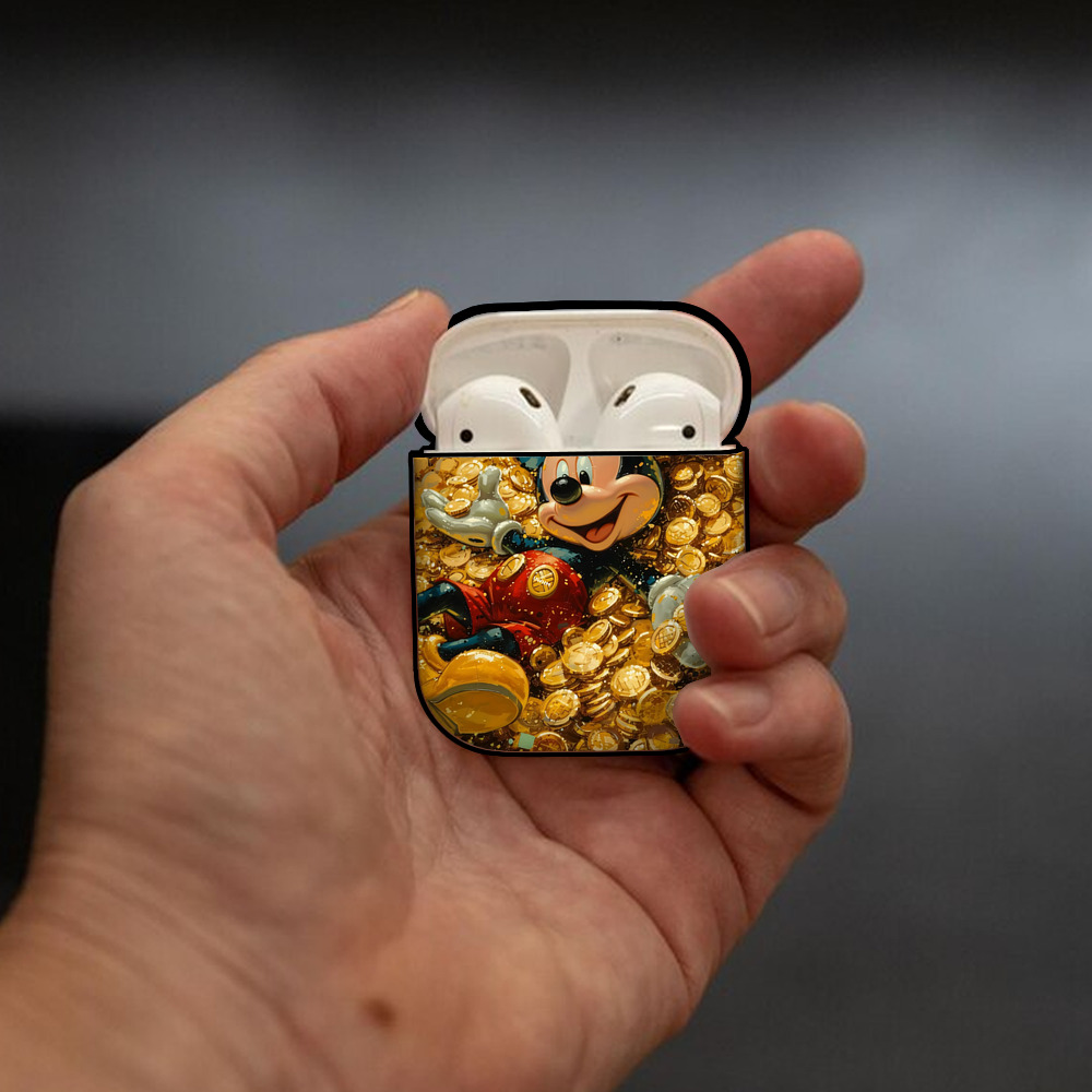 ミッキーマウス Mickey Mouse AirPods 第2世代保護ケース ハードシェル ブラック 耐衝撃・防指紋・カラビナ付き