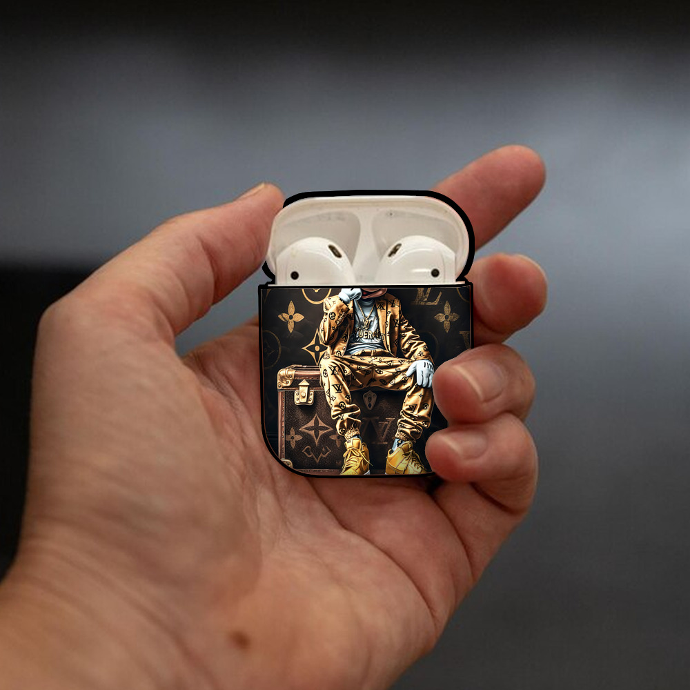 ミッキーマウス Mickey Mouse AirPods 第2世代保護ケース ハードシェル ブラック 耐衝撃・防指紋・カラビナ付き