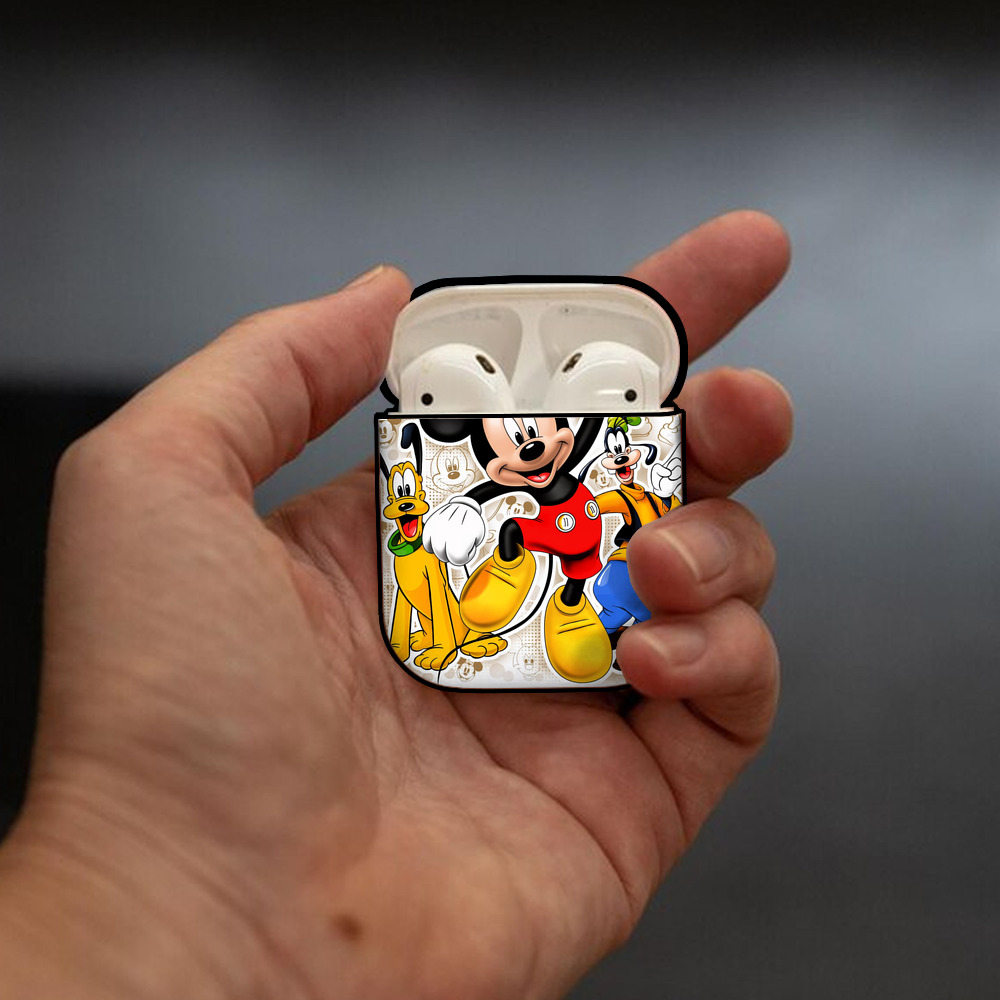 ミッキーマウス Mickey Mouse AirPods 第2世代保護ケース ハードシェル ブラック 耐衝撃・防指紋・カラビナ付き
