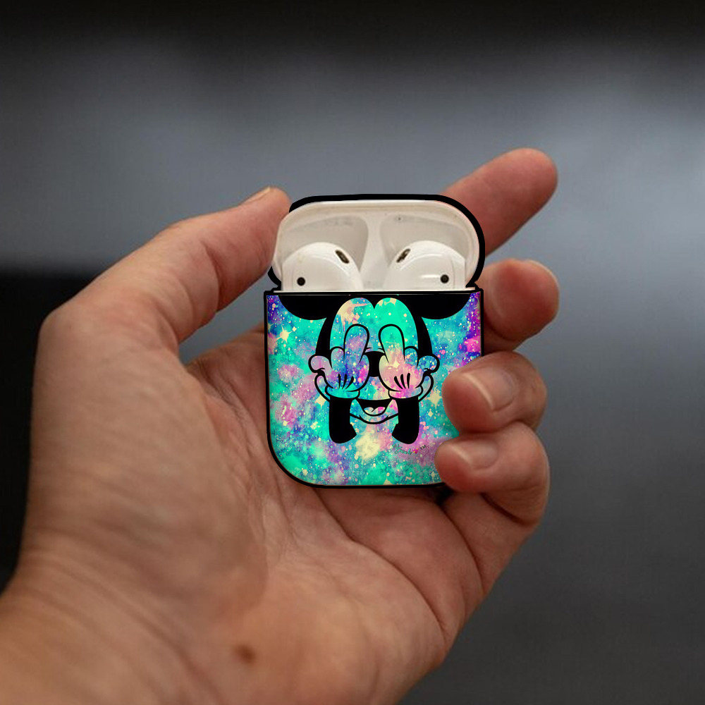 ミッキーマウス Mickey Mouse AirPods 第2世代保護ケース ハードシェル ブラック 耐衝撃・防指紋・カラビナ付き