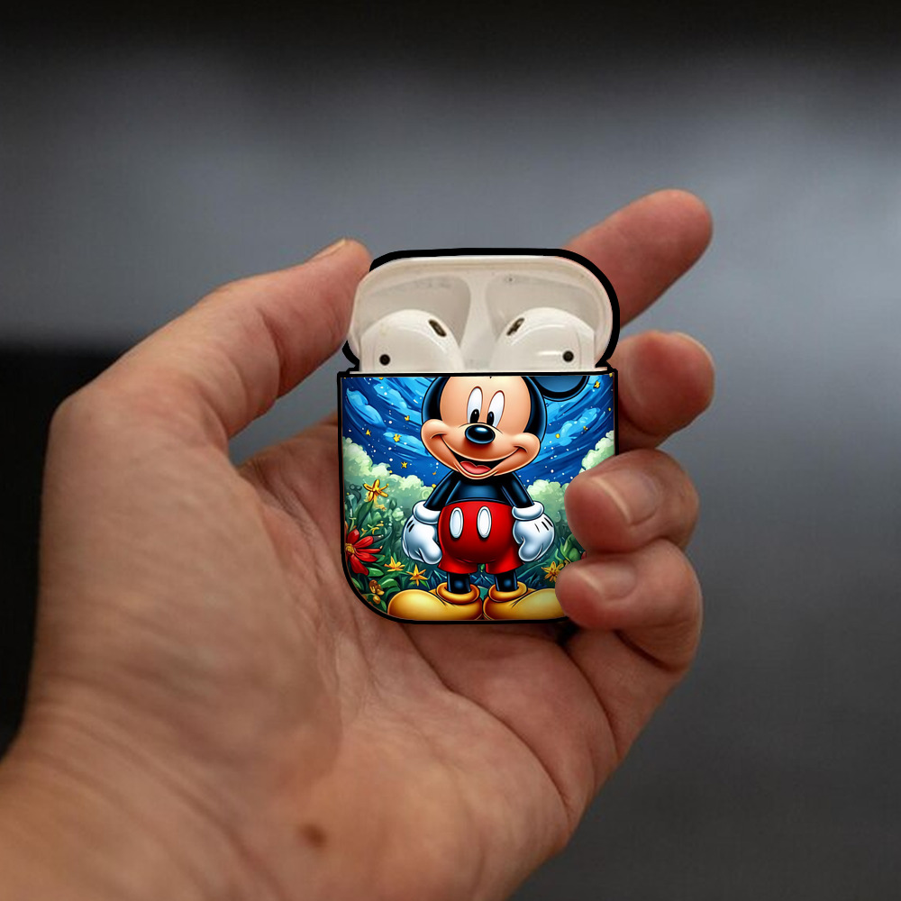 ミッキーマウス Mickey Mouse AirPods 第2世代保護ケース ハードシェル ブラック 耐衝撃・防指紋・カラビナ付き