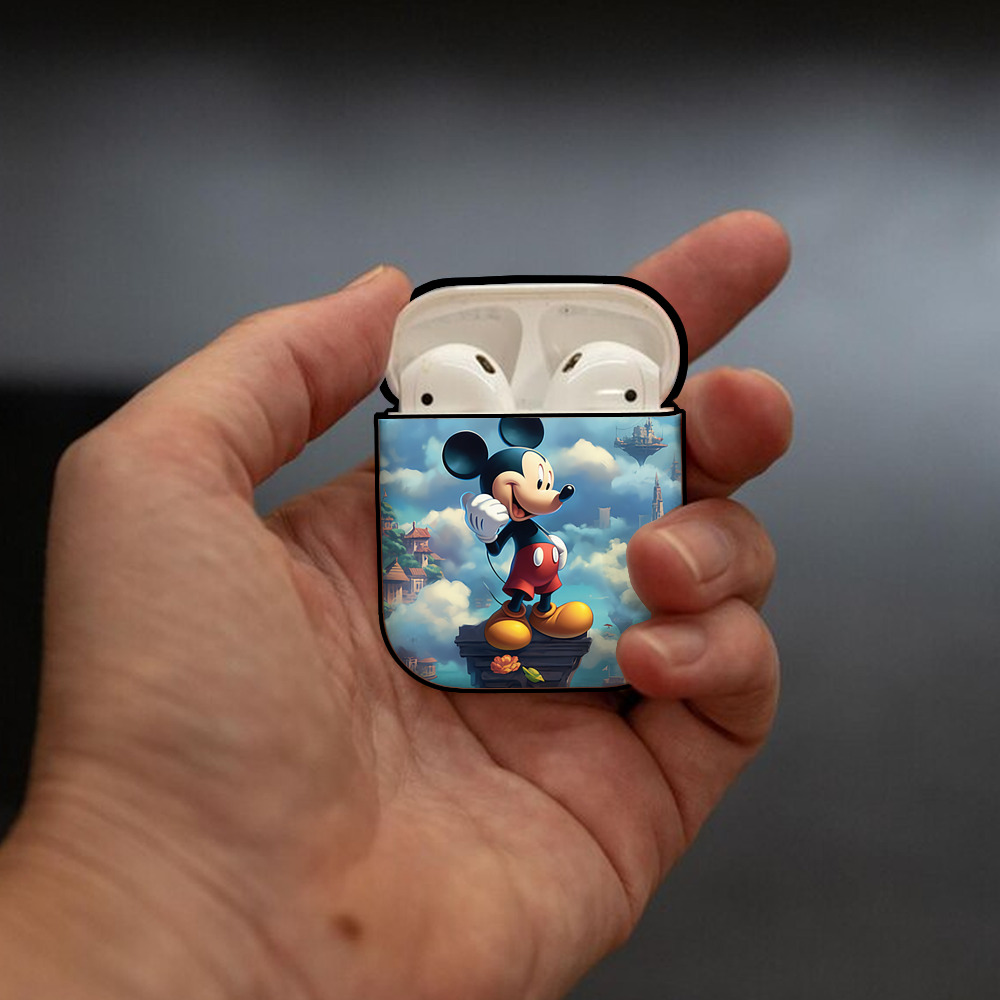 ミッキーマウス Mickey Mouse AirPods 第2世代保護ケース ハードシェル ブラック 耐衝撃・防指紋・カラビナ付き