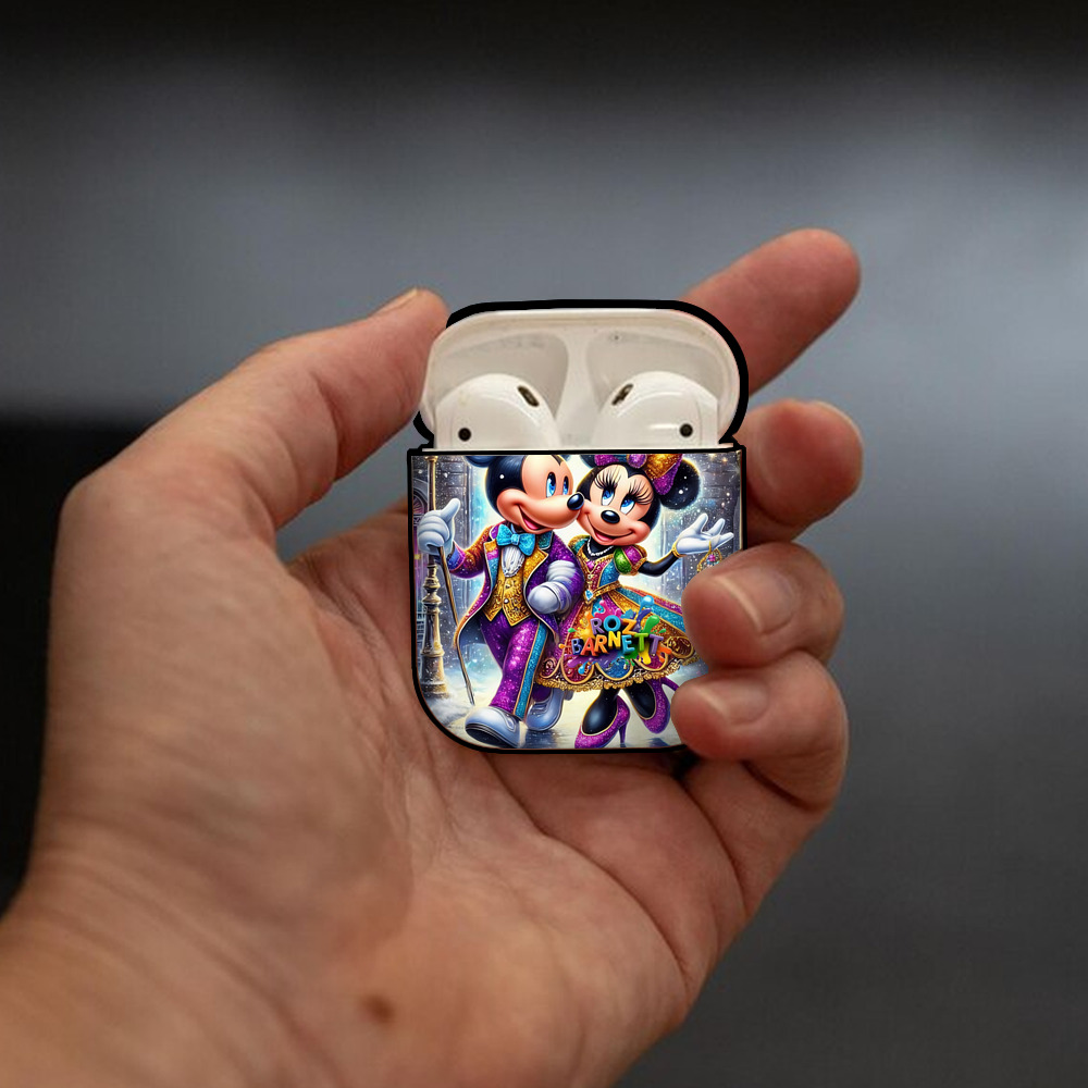 ミッキーマウス Mickey Mouse AirPods 第2世代保護ケース ハードシェル ブラック 耐衝撃・防指紋・カラビナ付き