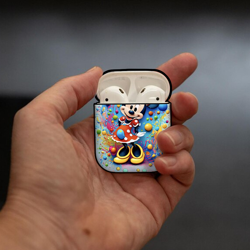 ミッキーマウス Mickey Mouse AirPods 第2世代保護ケース ハードシェル ブラック 耐衝撃・防指紋・カラビナ付き