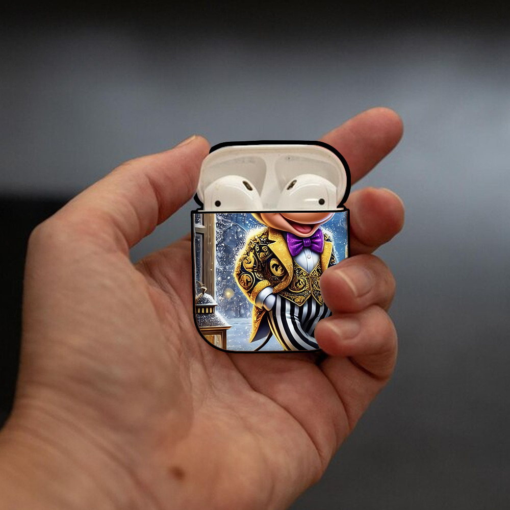 ミッキーマウス Mickey Mouse AirPods 第2世代保護ケース ハードシェル ブラック 耐衝撃・防指紋・カラビナ付き