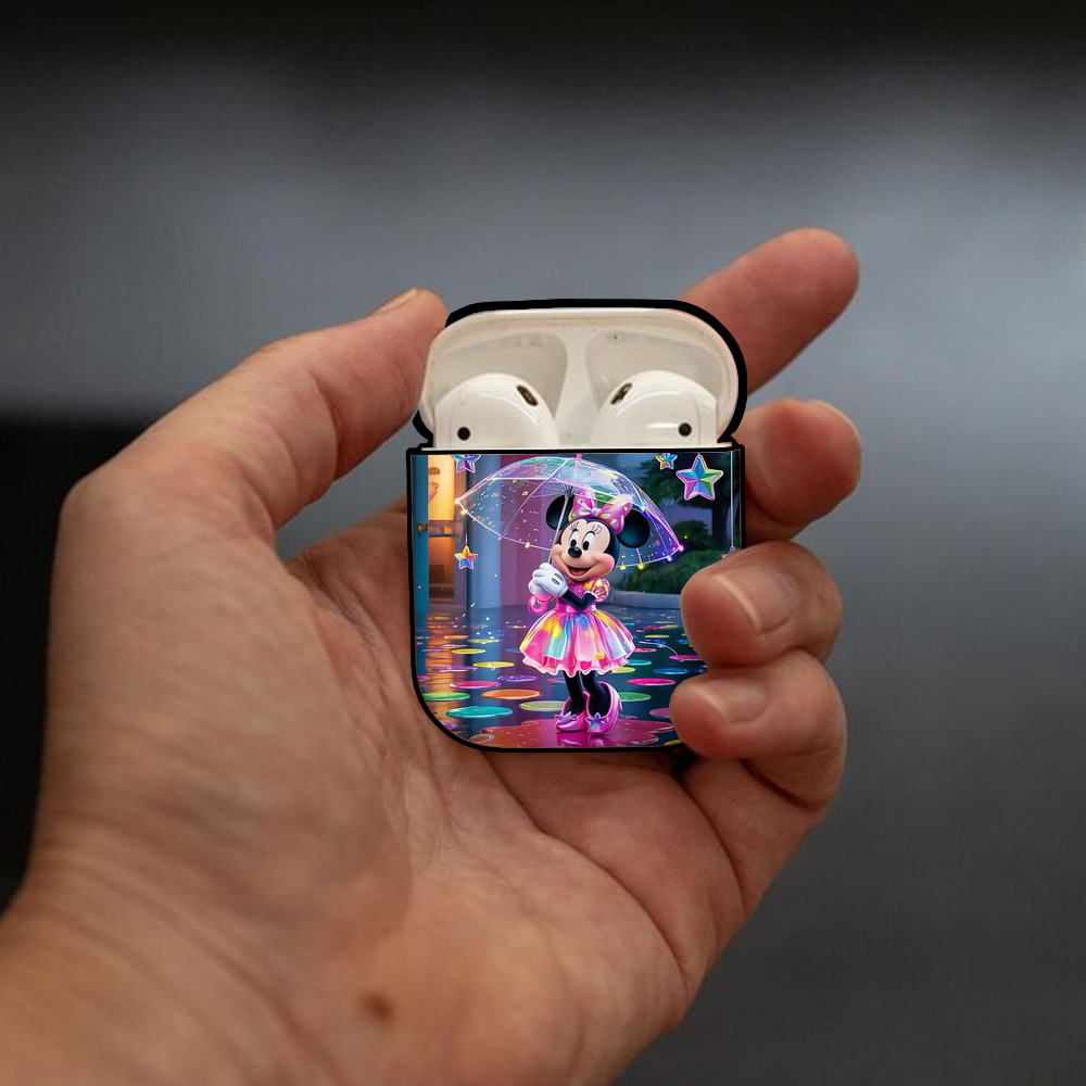 ミッキーマウス Mickey Mouse AirPods 第2世代保護ケース ハードシェル ブラック 耐衝撃・防指紋・カラビナ付き
