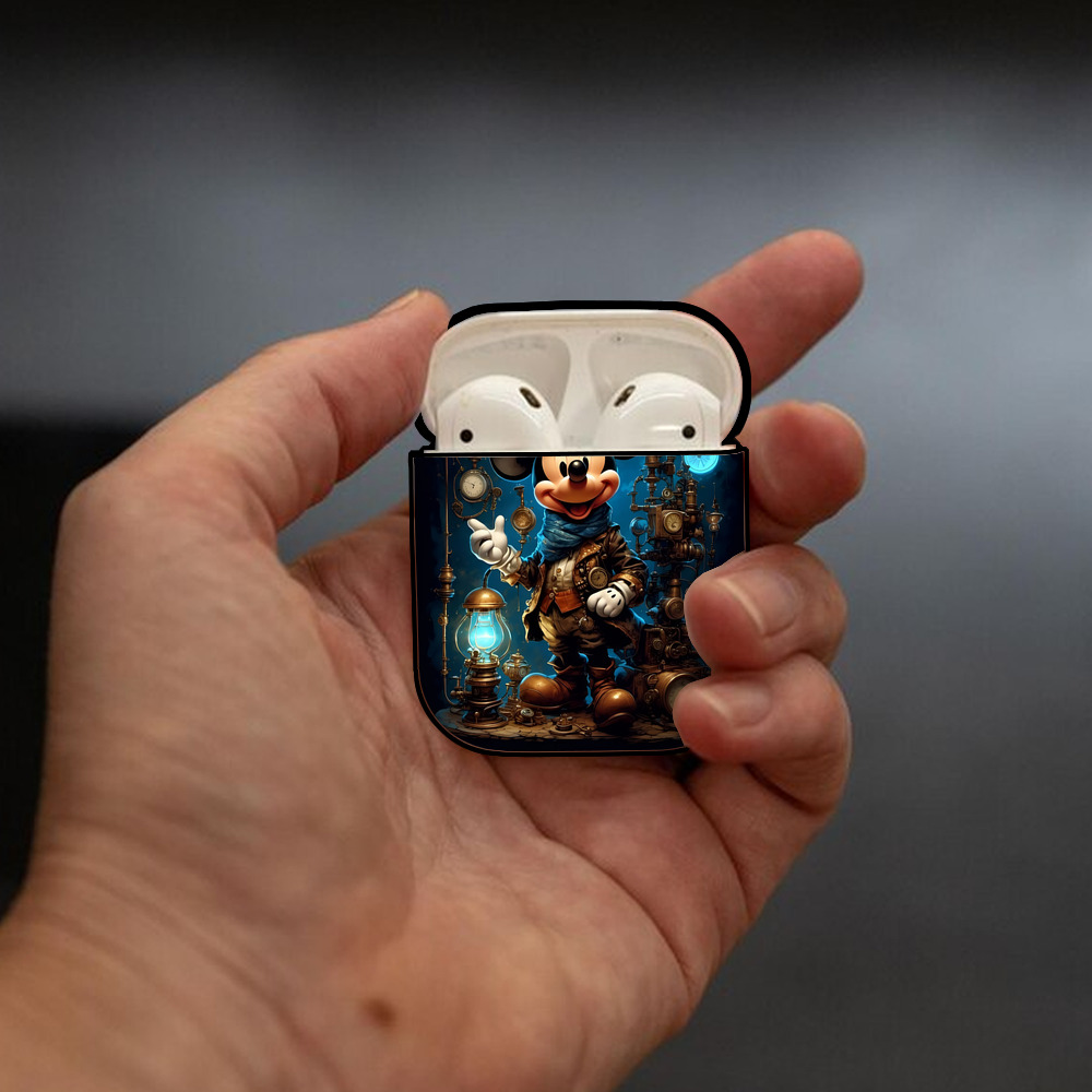 ミッキーマウス Mickey Mouse AirPods 第2世代保護ケース ハードシェル ブラック 耐衝撃・防指紋・カラビナ付き