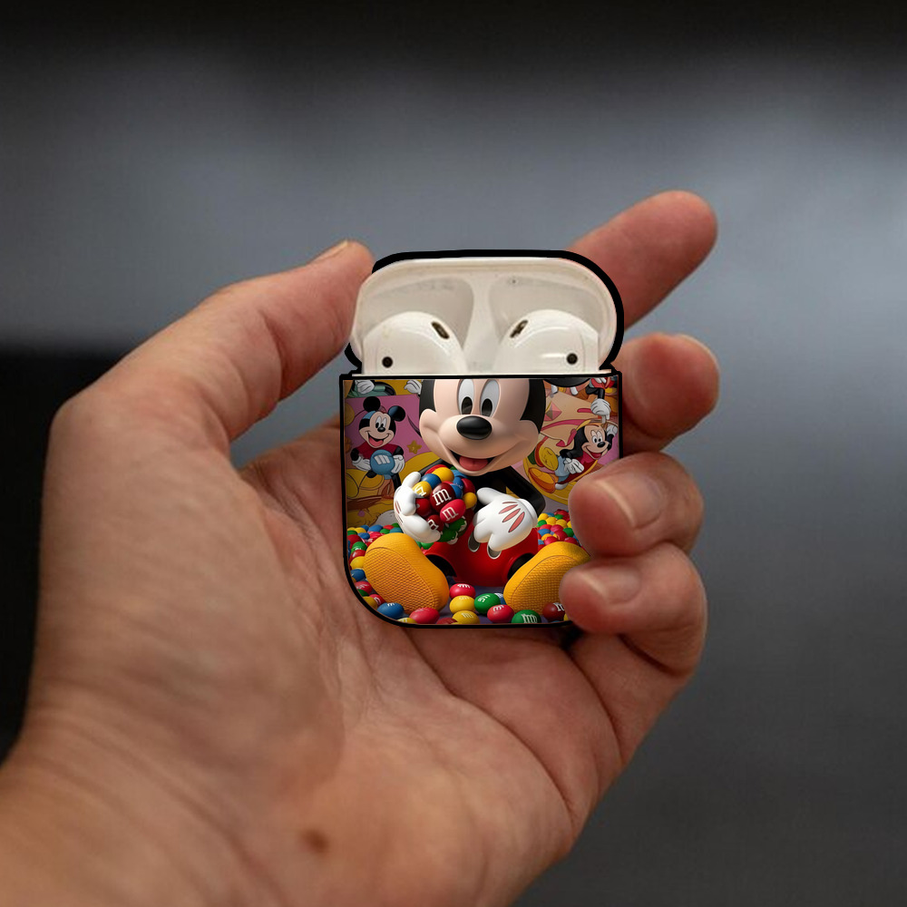 ミッキーマウス Mickey Mouse AirPods 第2世代保護ケース ハードシェル ブラック 耐衝撃・防指紋・カラビナ付き