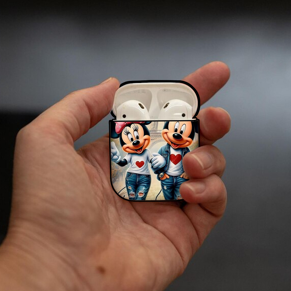 ミッキーマウス Mickey Mouse AirPods 第2世代保護ケース ハードシェル ブラック 耐衝撃・防指紋・カラビナ付き