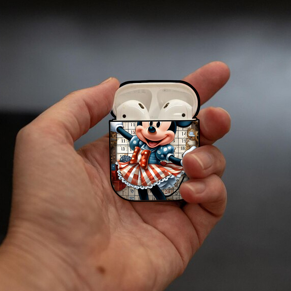 ミッキーマウス Mickey Mouse AirPods 第2世代保護ケース ハードシェル ブラック 耐衝撃・防指紋・カラビナ付き