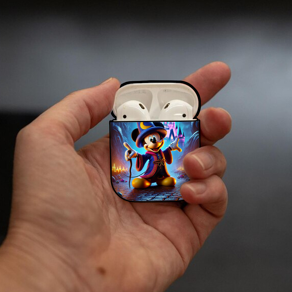 ミッキーマウス Mickey Mouse AirPods 第2世代保護ケース ハードシェル ブラック 耐衝撃・防指紋・カラビナ付き