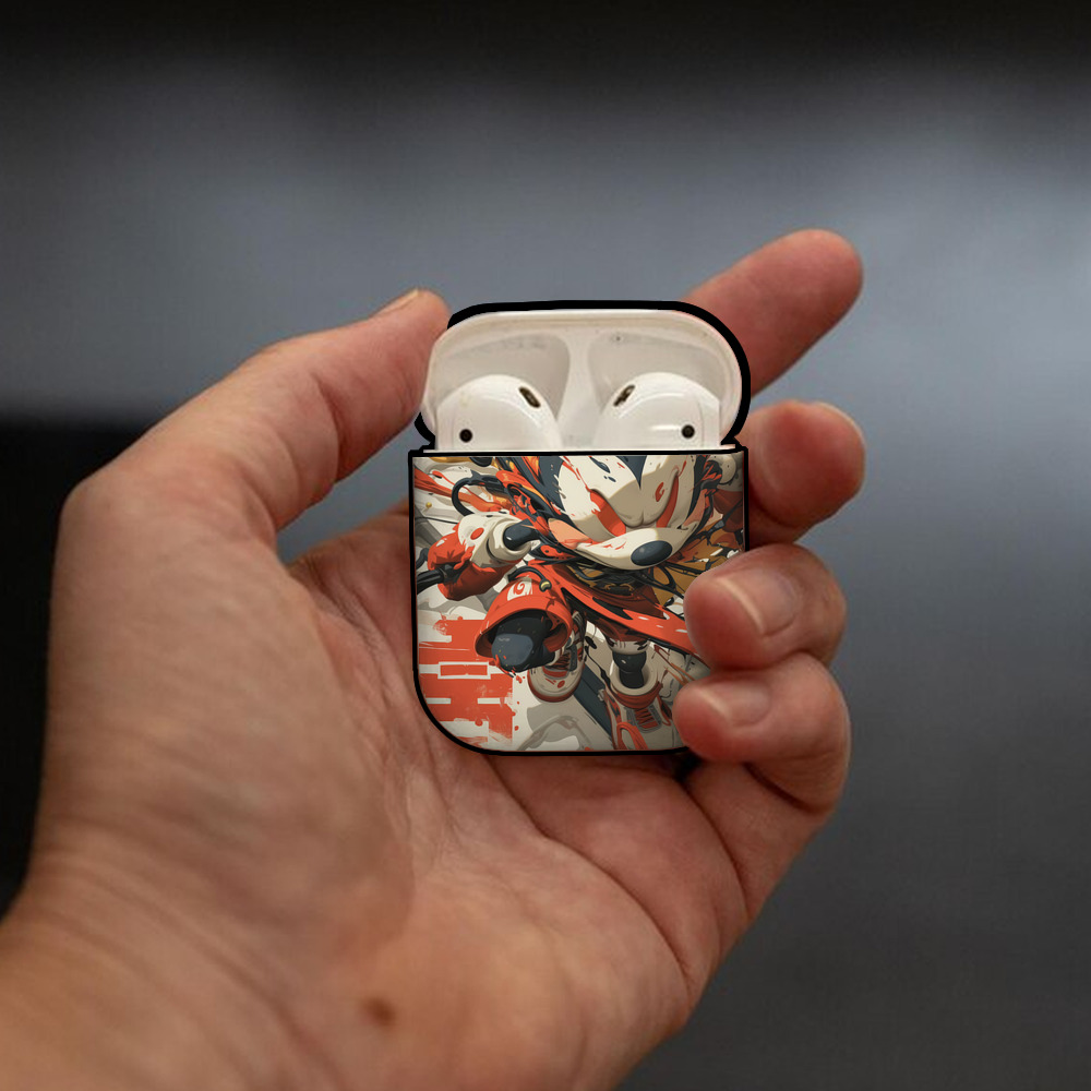 ミッキーマウス Mickey Mouse AirPods 第2世代保護ケース ハードシェル ブラック 耐衝撃・防指紋・カラビナ付き