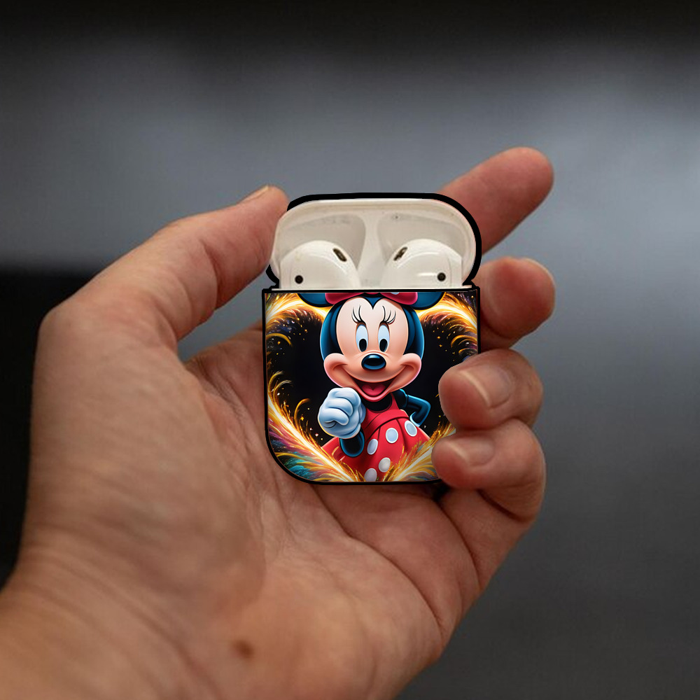 ミッキーマウス Mickey Mouse AirPods 第2世代保護ケース ハードシェル ブラック 耐衝撃・防指紋・カラビナ付き