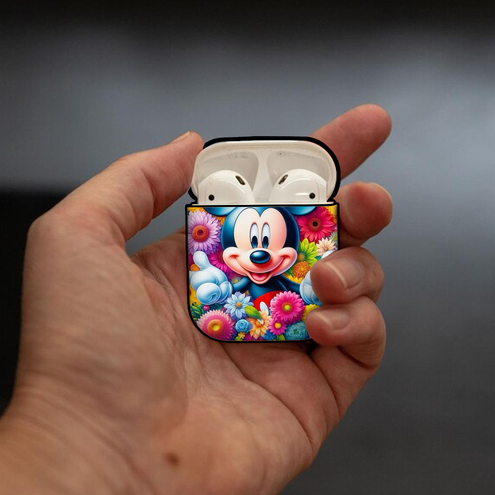 ミッキーマウス Mickey Mouse AirPods 第2世代保護ケース ハードシェル ブラック 耐衝撃・防指紋・カラビナ付き