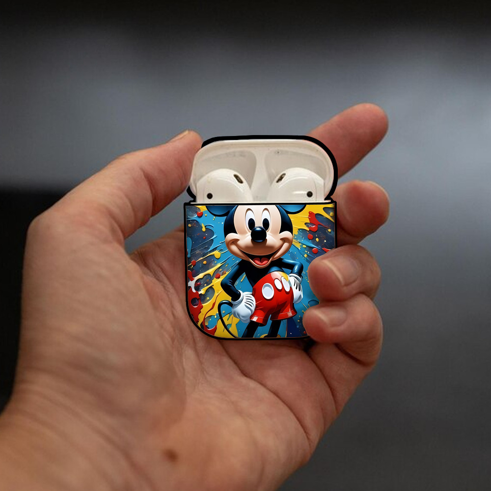 ミッキーマウス Mickey Mouse AirPods 第2世代保護ケース ハードシェル ブラック 耐衝撃・防指紋・カラビナ付き