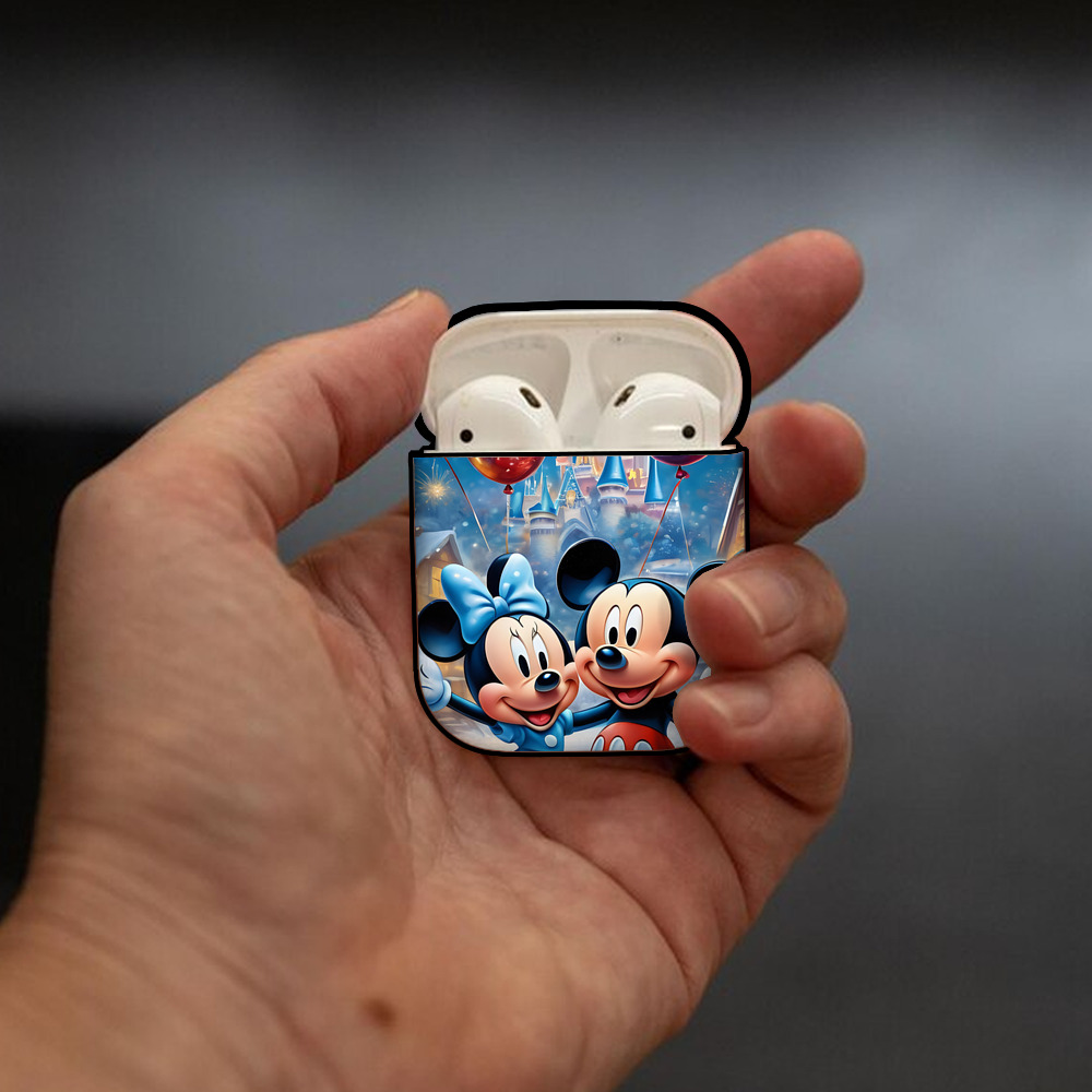 ミッキーマウス Mickey Mouse AirPods 第2世代保護ケース ハードシェル ブラック 耐衝撃・防指紋・カラビナ付き