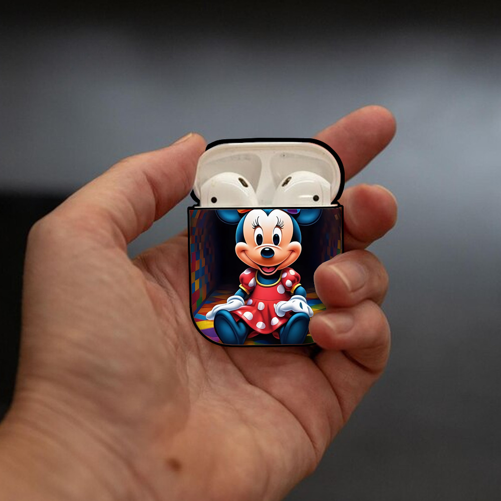 ミッキーマウス Mickey Mouse AirPods 第2世代保護ケース ハードシェル ブラック 耐衝撃・防指紋・カラビナ付き