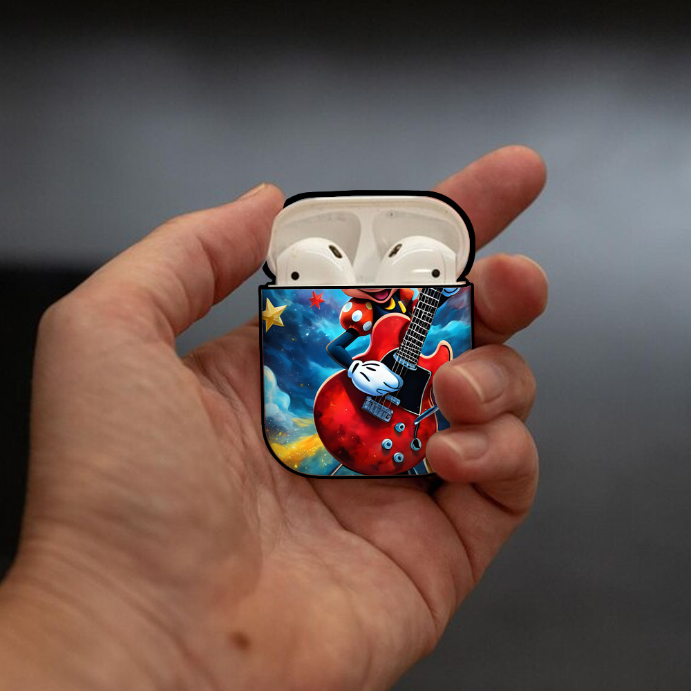 ミッキーマウス Mickey Mouse AirPods 第2世代保護ケース ハードシェル ブラック 耐衝撃・防指紋・カラビナ付き