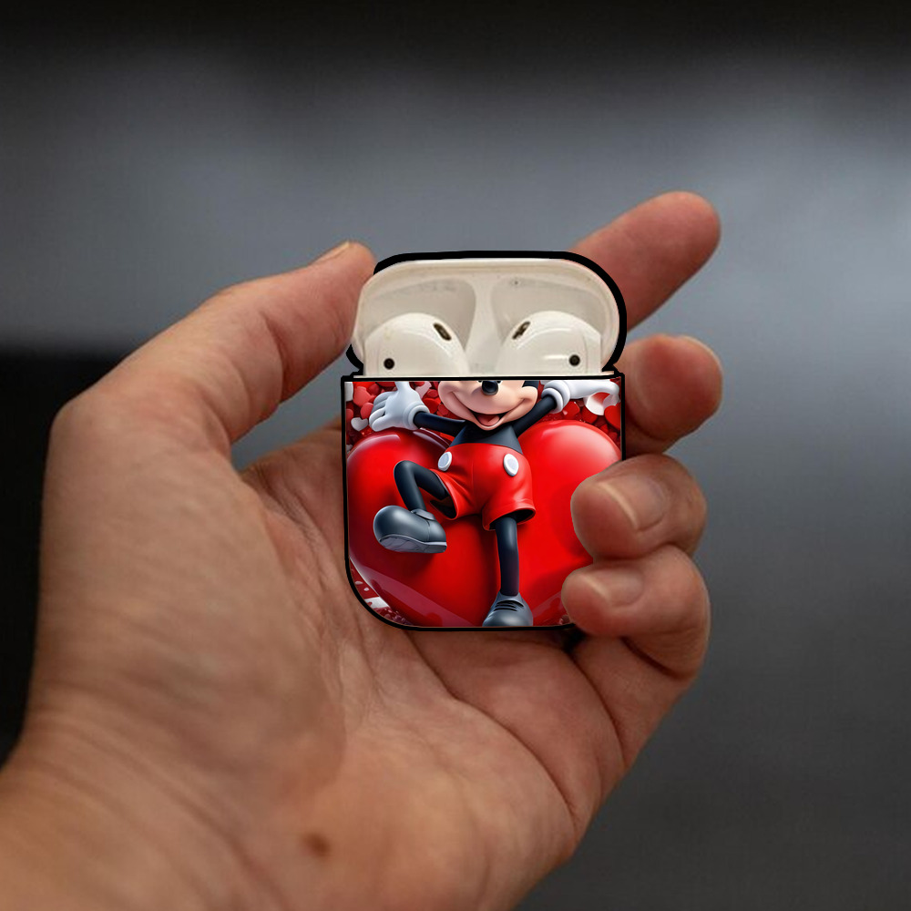 ミッキーマウス Mickey Mouse AirPods 第2世代保護ケース ハードシェル ブラック 耐衝撃・防指紋・カラビナ付き