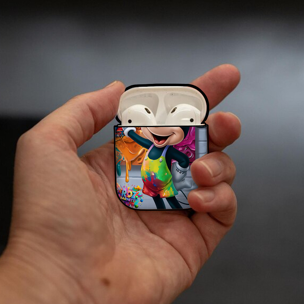 ミッキーマウス Mickey Mouse AirPods 第2世代保護ケース ハードシェル ブラック 耐衝撃・防指紋・カラビナ付き