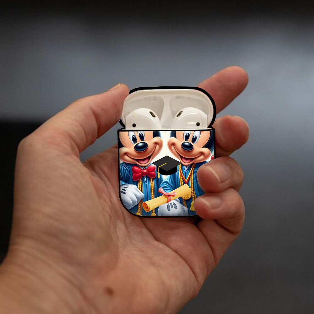 ミッキーマウス Mickey Mouse AirPods 第2世代保護ケース ハードシェル ブラック 耐衝撃・防指紋・カラビナ付き