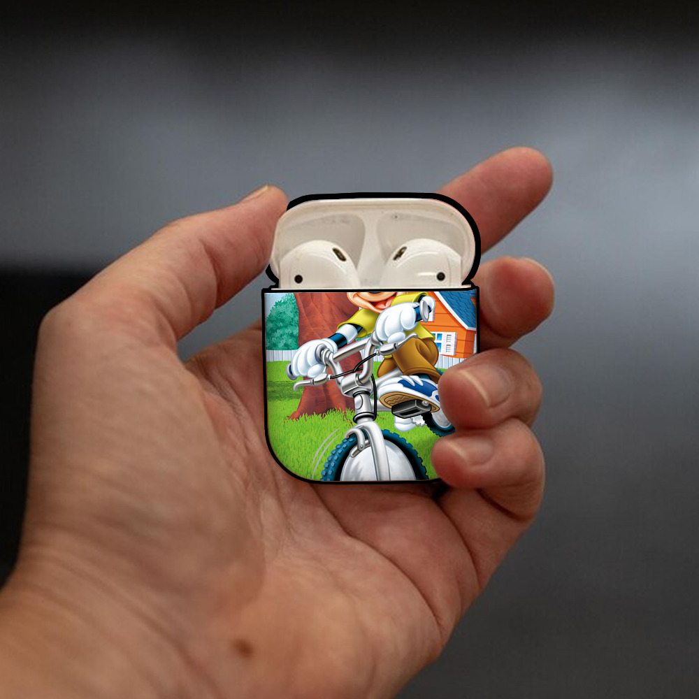 ミッキーマウス Mickey Mouse AirPods 第2世代保護ケース ハードシェル ブラック 耐衝撃・防指紋・カラビナ付き