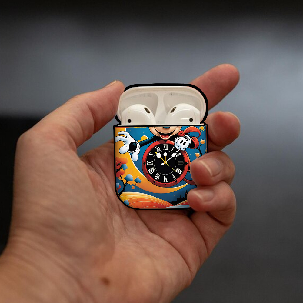 ミッキーマウス Mickey Mouse AirPods 第2世代保護ケース ハードシェル ブラック 耐衝撃・防指紋・カラビナ付き