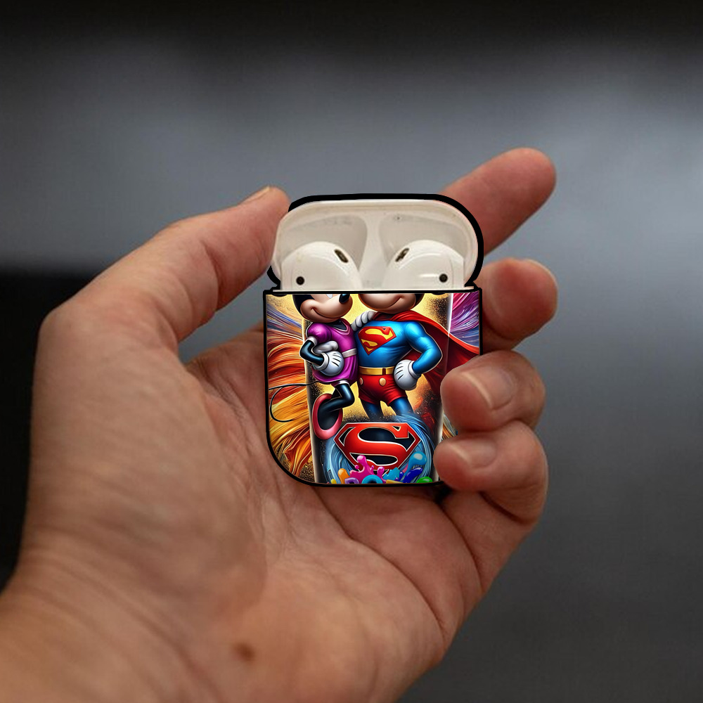 ミッキーマウス Mickey Mouse AirPods 第2世代保護ケース ハードシェル ブラック 耐衝撃・防指紋・カラビナ付き