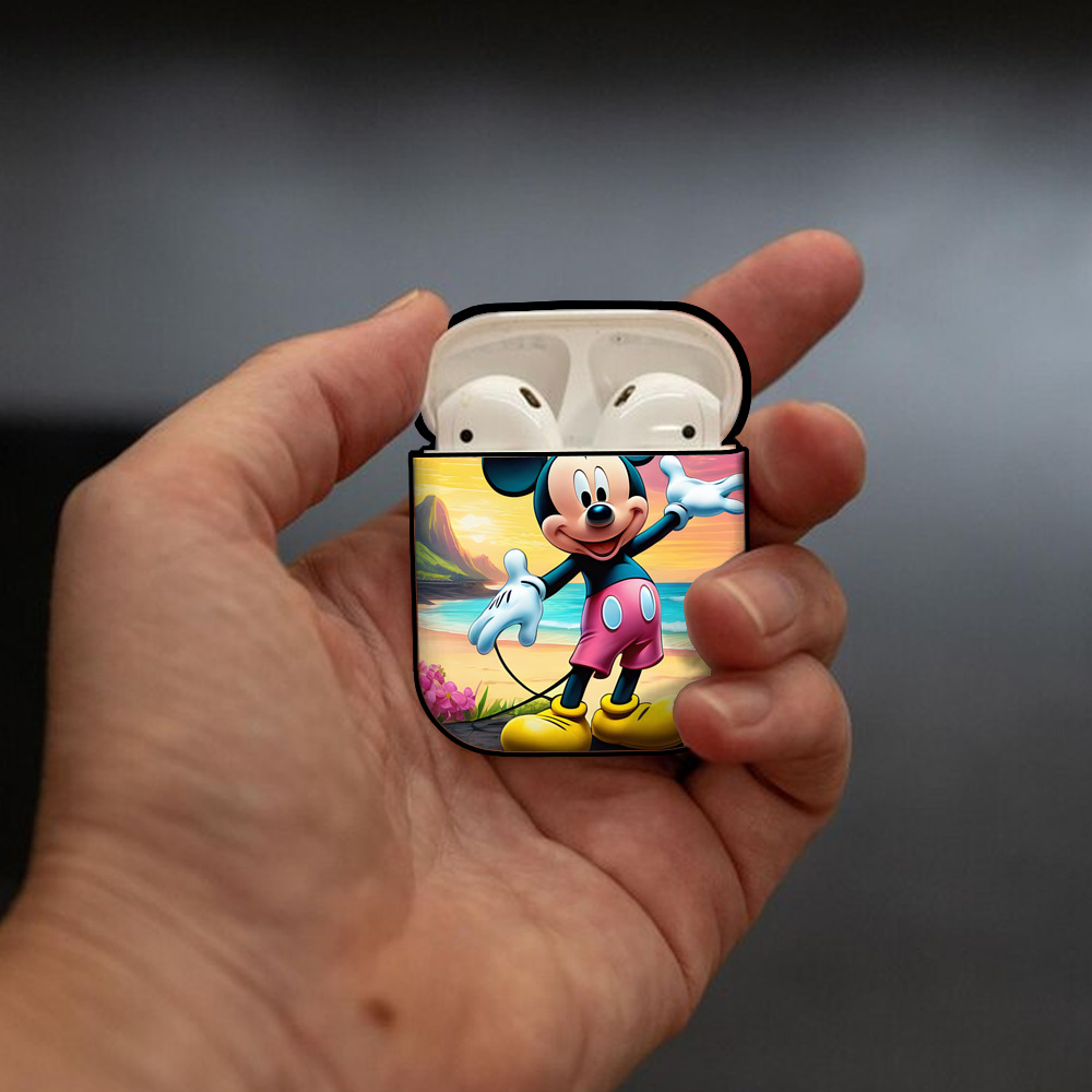 ミッキーマウス Mickey Mouse AirPods 第2世代保護ケース ハードシェル ブラック 耐衝撃・防指紋・カラビナ付き