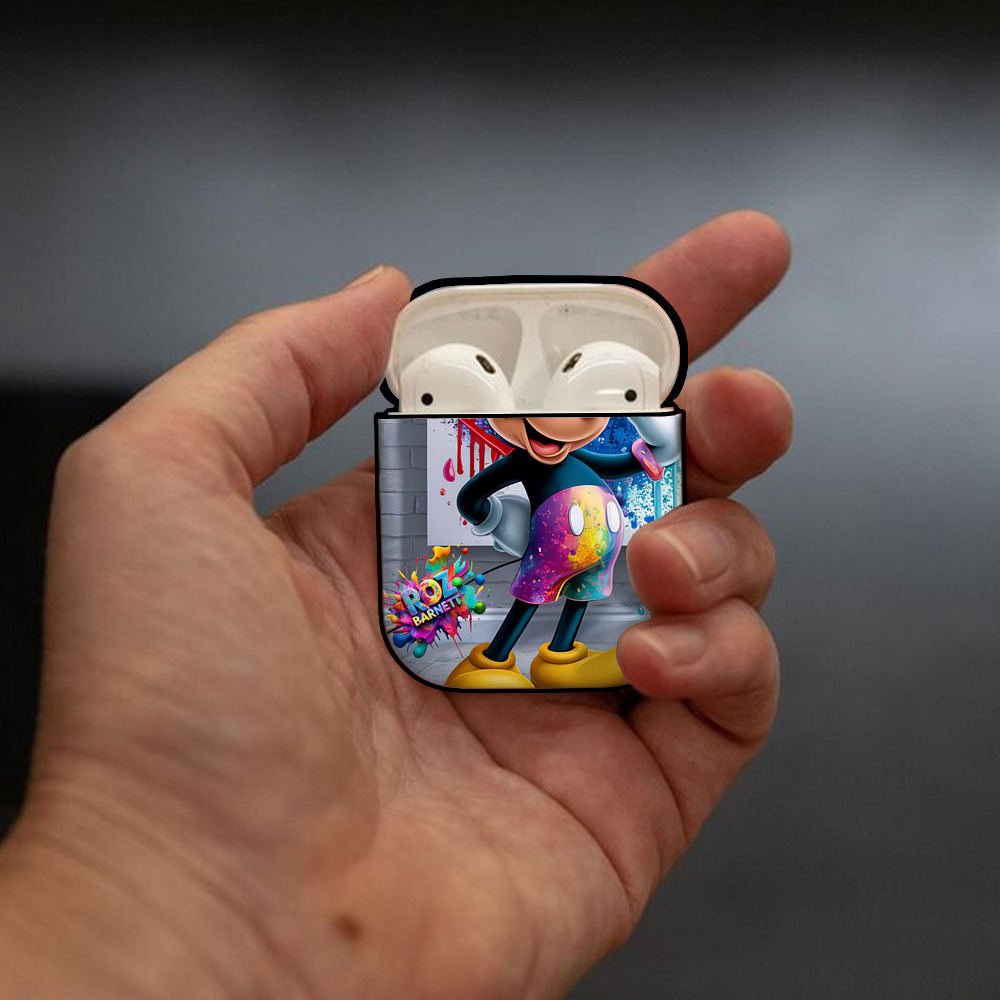 ミッキーマウス Mickey Mouse AirPods 第2世代保護ケース ハードシェル ブラック 耐衝撃・防指紋・カラビナ付き
