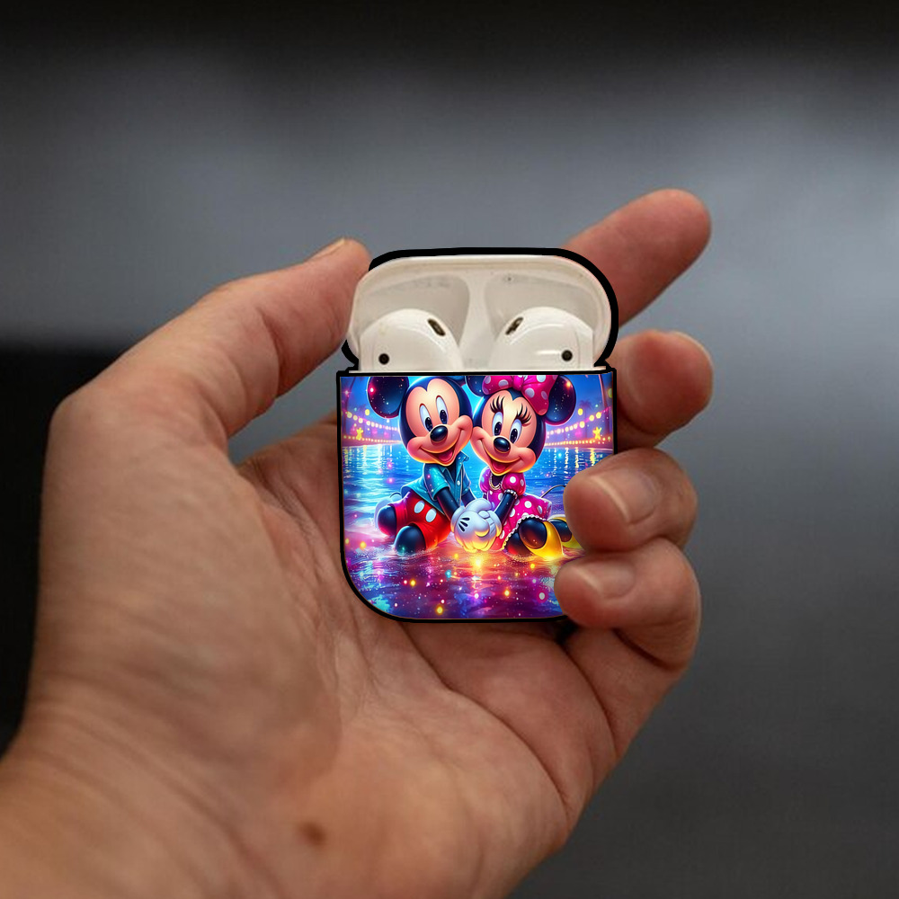 ミッキーマウス Mickey Mouse AirPods 第2世代保護ケース ハードシェル ブラック 耐衝撃・防指紋・カラビナ付き