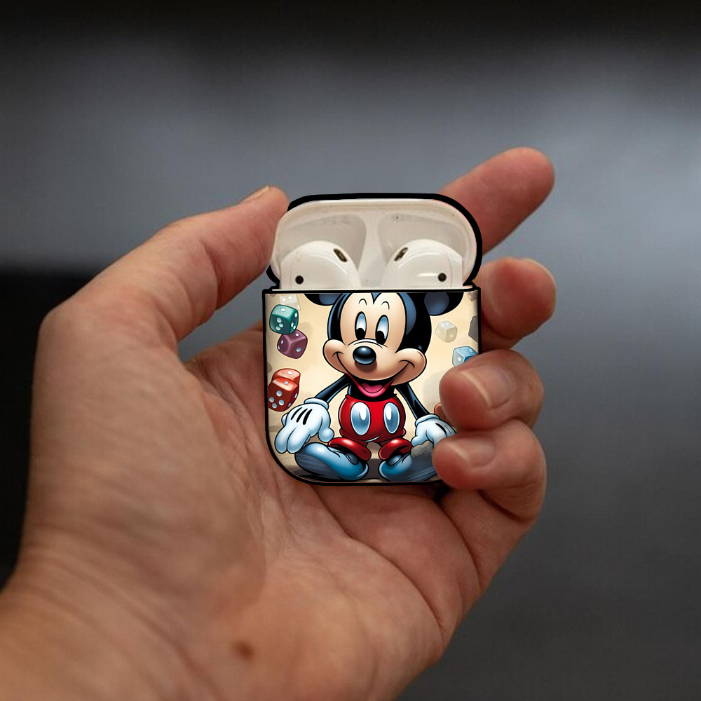 ミッキーマウス Mickey Mouse AirPods 第2世代保護ケース ハードシェル ブラック 耐衝撃・防指紋・カラビナ付き
