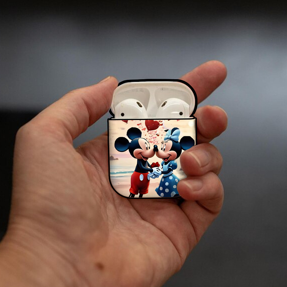ミッキーマウス Mickey Mouse AirPods 第2世代保護ケース ハードシェル ブラック 耐衝撃・防指紋・カラビナ付き