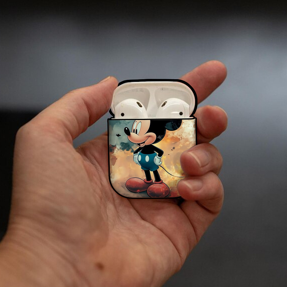 ミッキーマウス Mickey Mouse AirPods 第2世代保護ケース ハードシェル ブラック 耐衝撃・防指紋・カラビナ付き