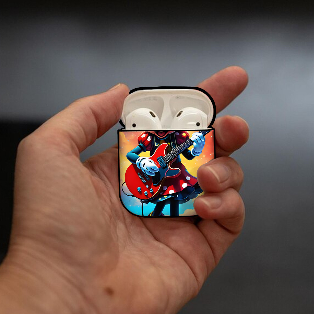 ミッキーマウス Mickey Mouse AirPods 第2世代保護ケース ハードシェル ブラック 耐衝撃・防指紋・カラビナ付き