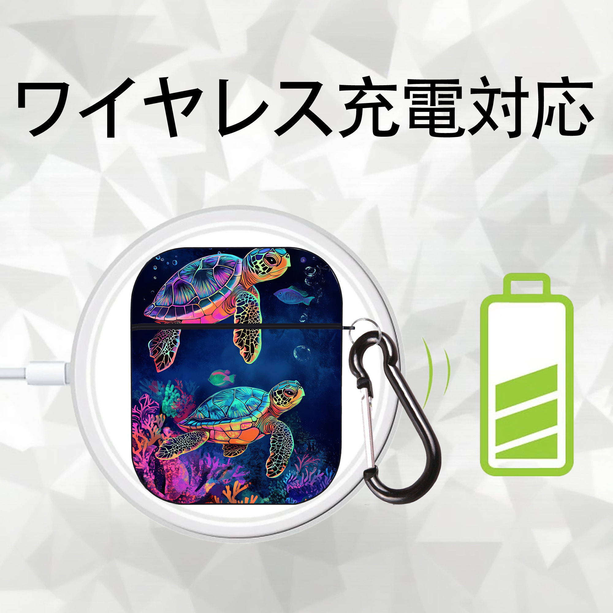 ミッキーマウス Mickey Mouse AirPods 第2世代保護ケース ハードシェル ブラック 耐衝撃・防指紋・カラビナ付き