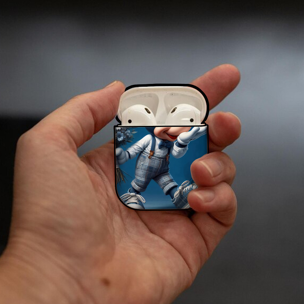 ミッキーマウス Mickey Mouse AirPods 第2世代保護ケース ハードシェル ブラック 耐衝撃・防指紋・カラビナ付き