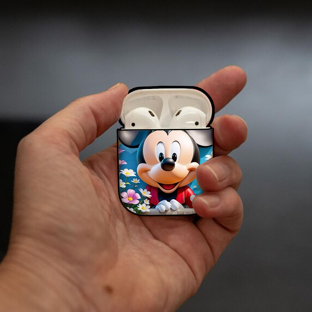 ミッキーマウス Mickey Mouse AirPods 第2世代保護ケース ハードシェル ブラック 耐衝撃・防指紋・カラビナ付き