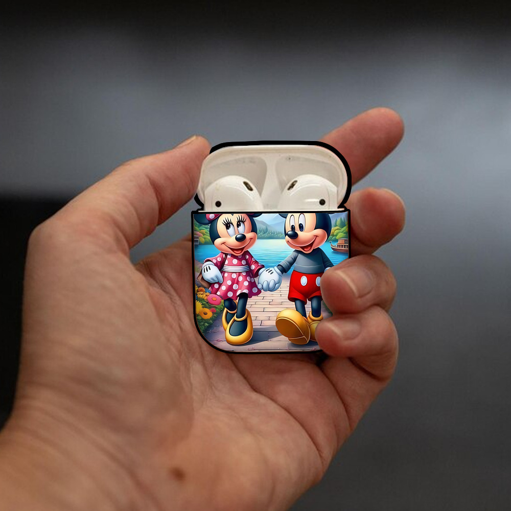 ミッキーマウス Mickey Mouse AirPods 第2世代保護ケース ハードシェル ブラック 耐衝撃・防指紋・カラビナ付き
