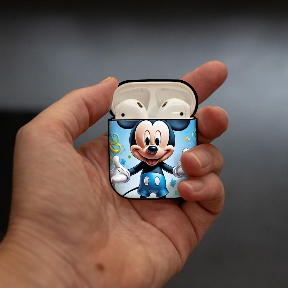 ミッキーマウス Mickey Mouse AirPods 第2世代保護ケース ハードシェル ブラック 耐衝撃・防指紋・カラビナ付き