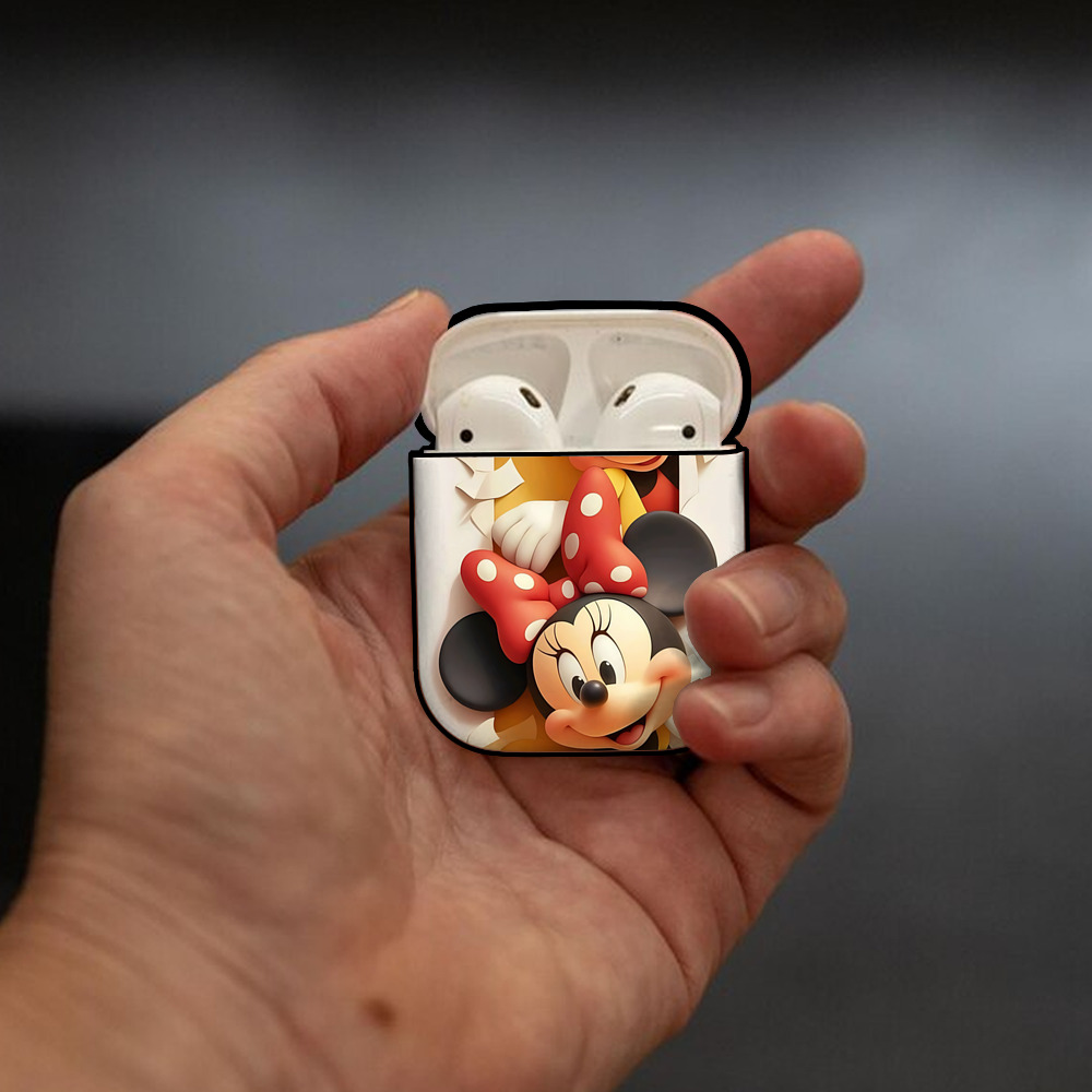 ミッキーマウス Mickey Mouse AirPods 第2世代保護ケース ハードシェル ブラック 耐衝撃・防指紋・カラビナ付き
