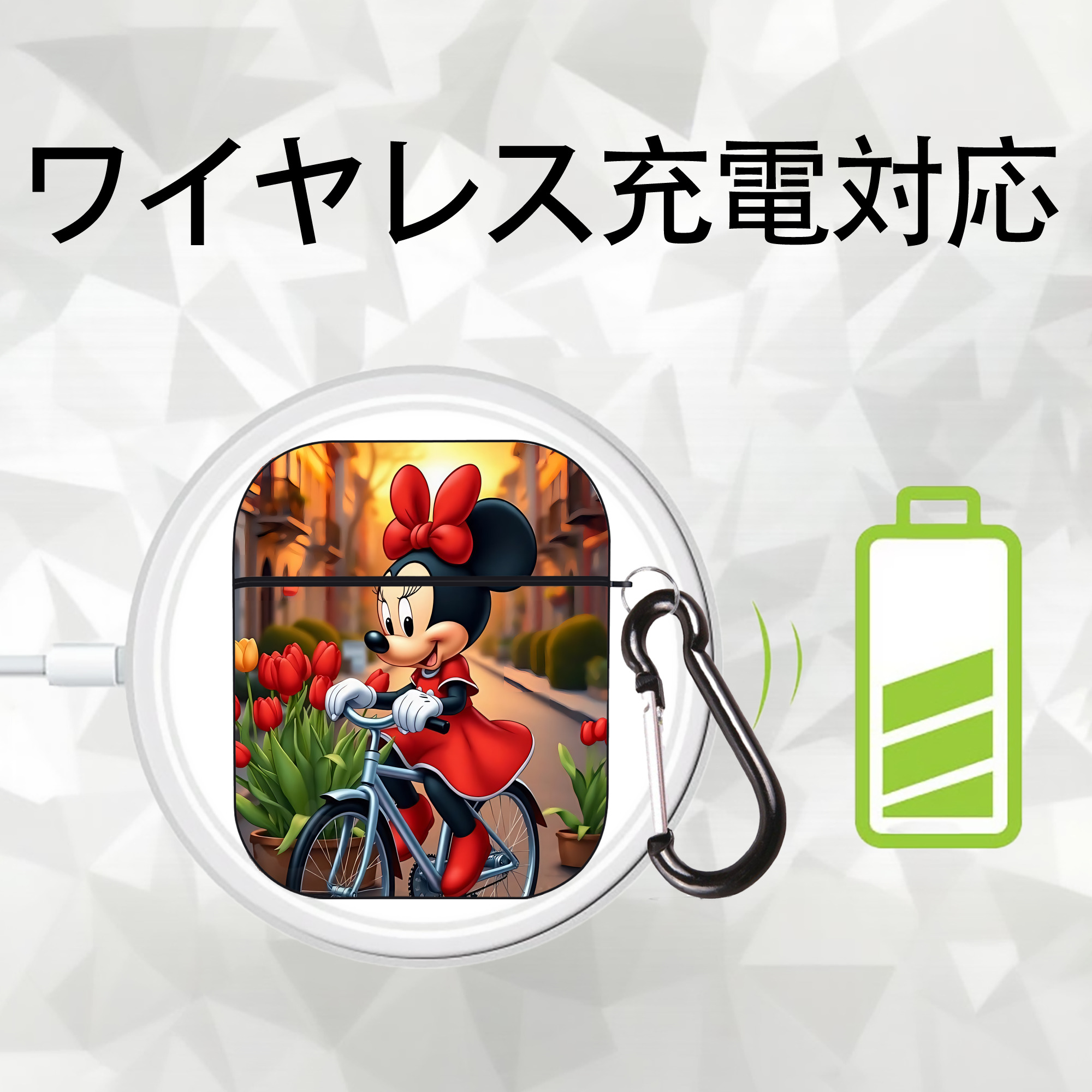ミッキーマウス Mickey Mouse AirPods 第2世代保護ケース ハードシェル ブラック 耐衝撃・防指紋・カラビナ付き