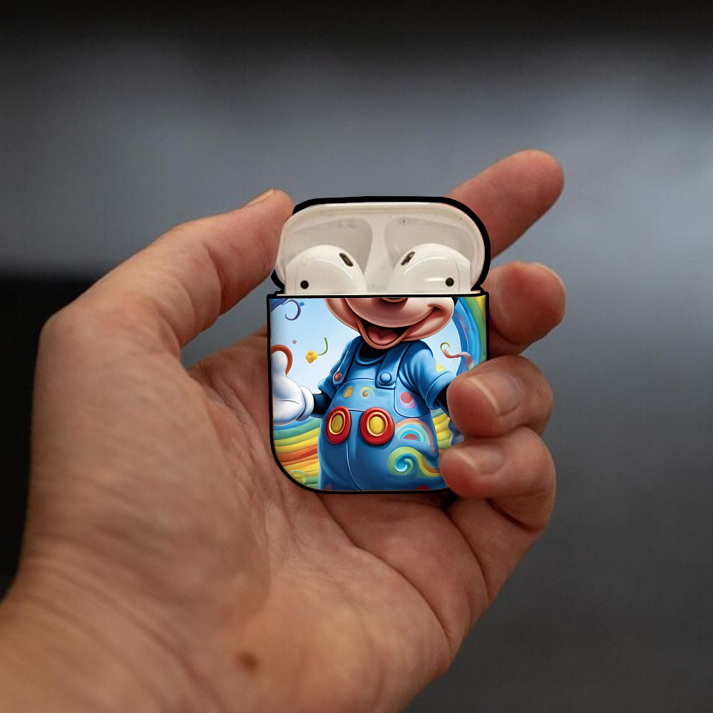 ミッキーマウス Mickey Mouse AirPods 第2世代保護ケース ハードシェル ブラック 耐衝撃・防指紋・カラビナ付き