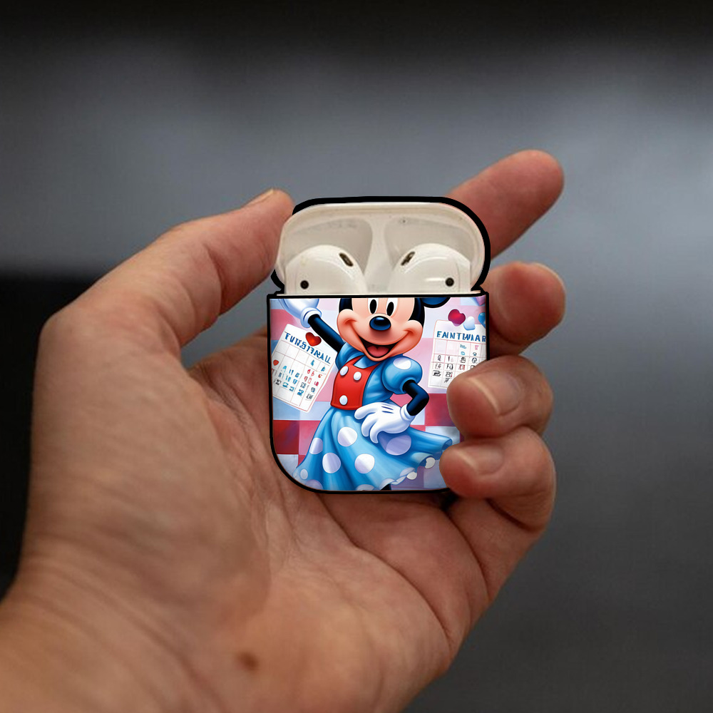 ミッキーマウス Mickey Mouse AirPods 第2世代保護ケース ハードシェル ブラック 耐衝撃・防指紋・カラビナ付き